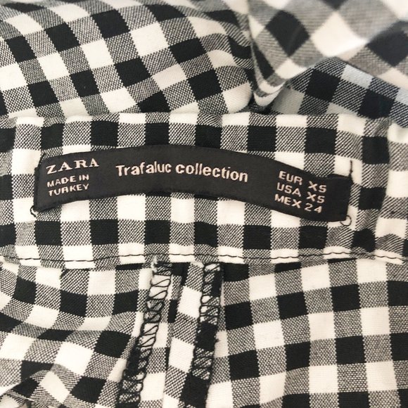 Zara Gingham Flare Cropped High Waisted Pants - XS - Picture 5 of 9